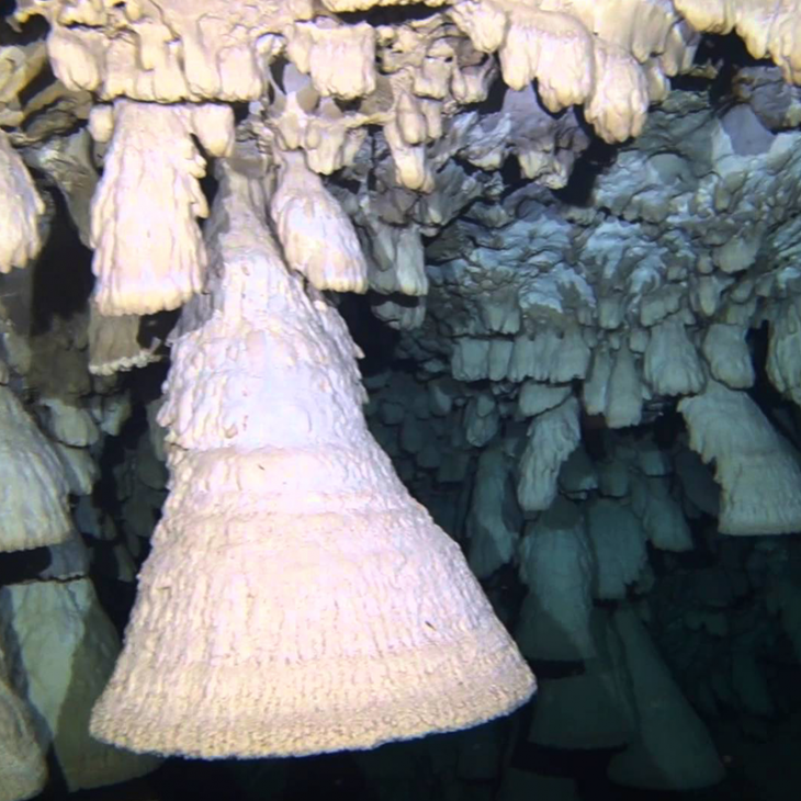Hells Bells formations on Cavern Dive near Playa del Carmen