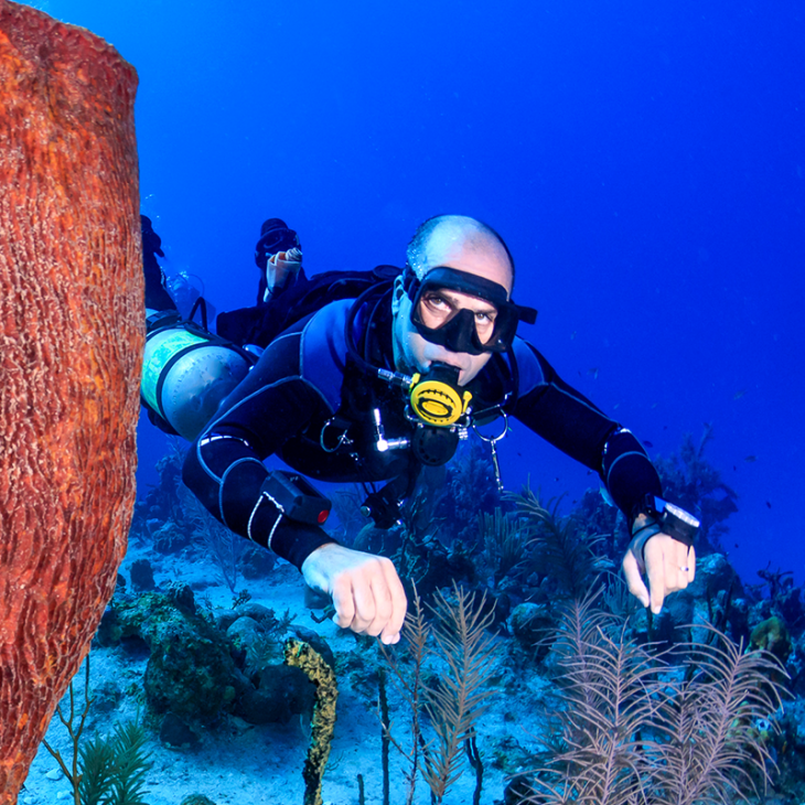 Sidemount Diver in the ocean